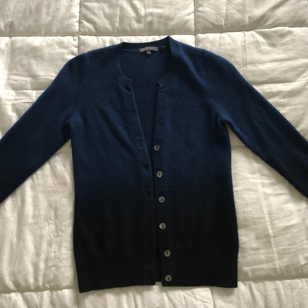 VINCE Cashmere Ombre Dip-Dyed Cardigan Sweater